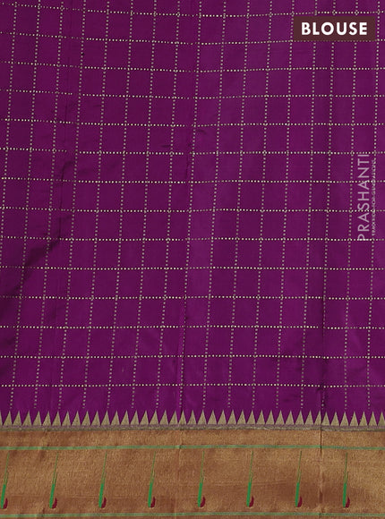 Pure paithani silk saree purple and red with allover zari checks & buttas and muniya butta border