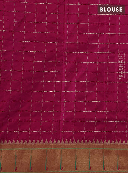 Pure paithani silk saree pink and red with allover zari checks & buttas and muniya butta border