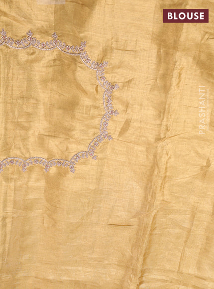Kanchipuram silk saree gold with allover zari woven brocade weaves and embroidered border