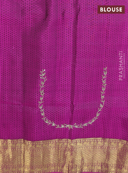 Kanchipuram silk saree purple with allover zari woven brocade weaves and embroidered border
