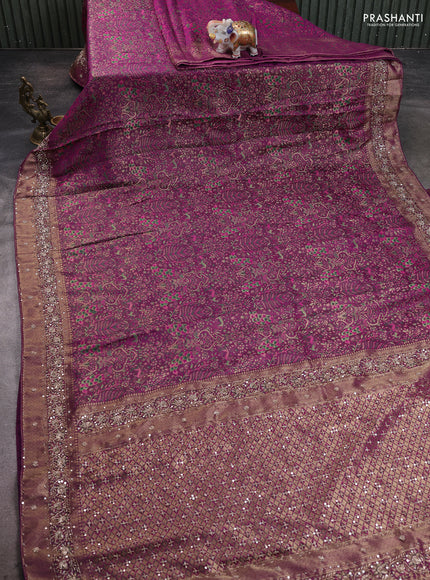 Kanchipuram silk saree purple with allover mina weaves and embroidery pallu