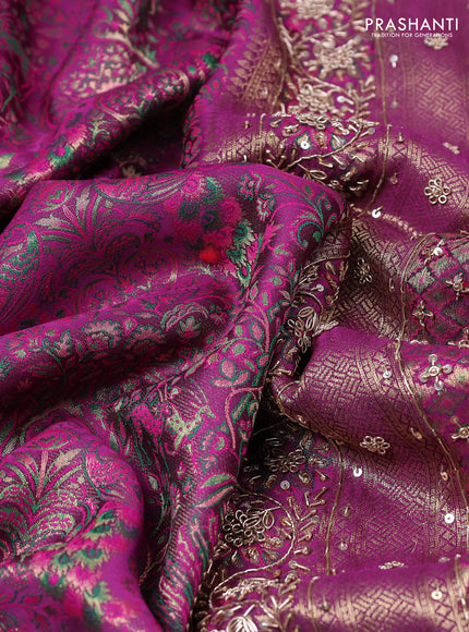 Kanchipuram silk saree purple with allover mina weaves and embroidery pallu