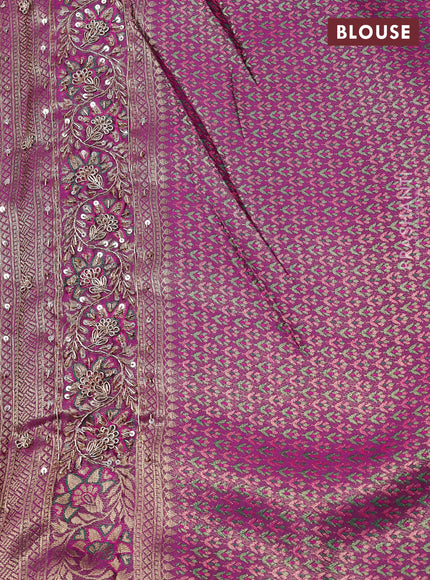 Kanchipuram silk saree purple with allover mina weaves and embroidery pallu