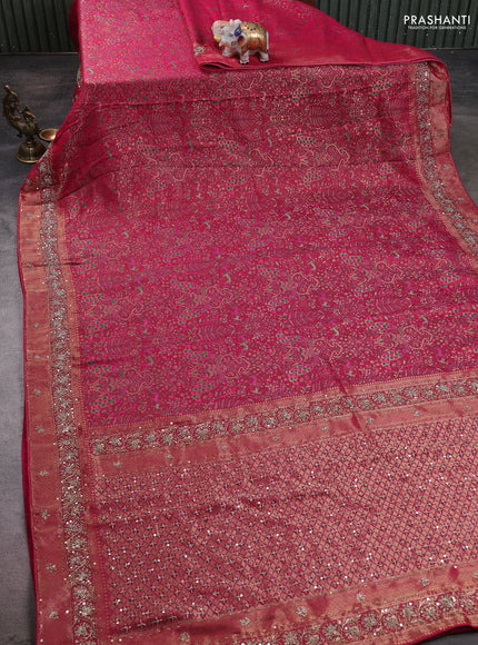 Kanchipuram silk saree pink with allover mina weaves and embroidery pallu