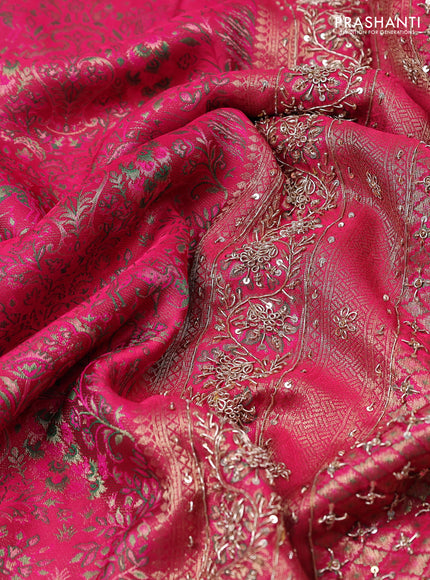 Kanchipuram silk saree pink with allover mina weaves and embroidery pallu