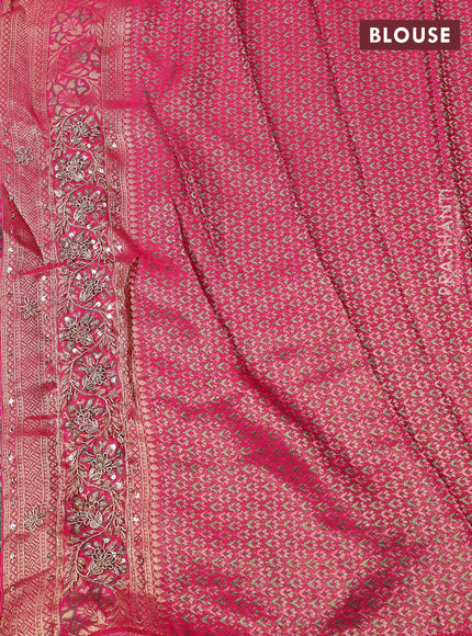 Kanchipuram silk saree pink with allover mina weaves and embroidery pallu