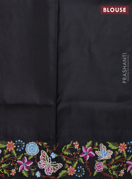 Pure gadwal silk saree lime green and black with zari woven buttas and temple design embroidered border