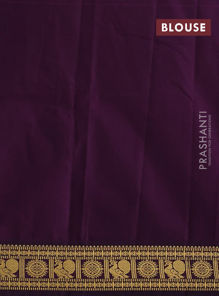 Semi kanchipuram silk saree pastel blue and deep wine with zari woven buttas and zari woven korvai border