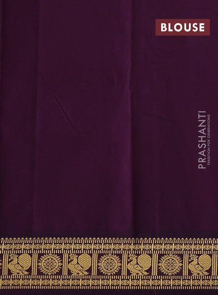 Semi kanchipuram silk saree yellow and deep wine with zari woven buttas and zari woven korvai border