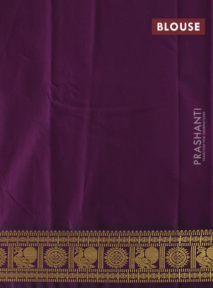 Semi kanchipuram silk saree light green and deep wine with zari woven buttas and zari woven korvai border