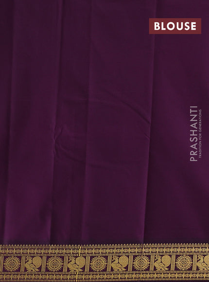 Semi kanchipuram silk saree peach pink and deep wine with zari woven buttas and zari woven korvai border