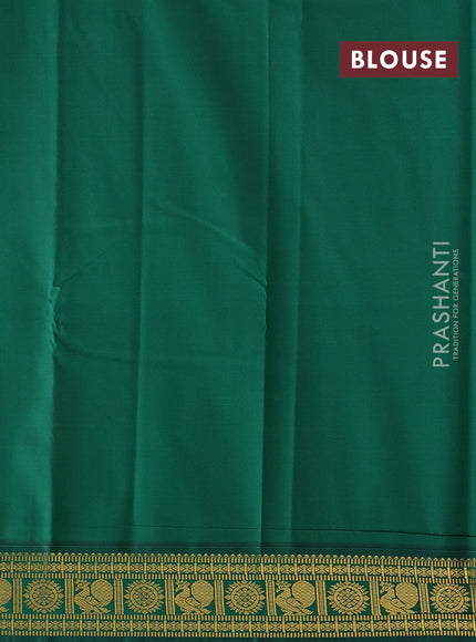 Semi kanchipuram silk saree cream and green with zari woven buttas and zari woven korvai border
