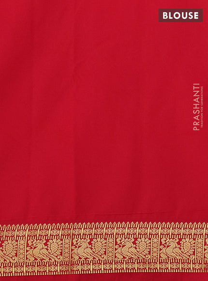 Semi kanchipuram silk saree light green and red with zari woven buttas and zari woven korvai border