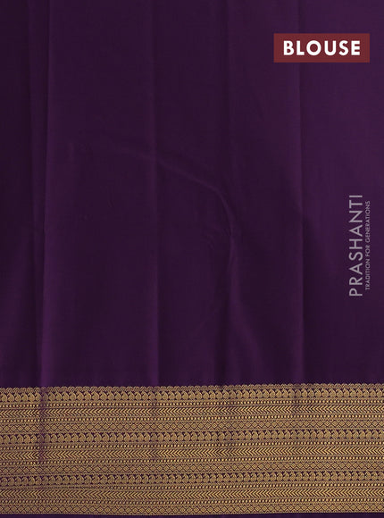 Semi kanchipuram silk saree teal green and deep violet with zari woven buttas and zari woven korvai border
