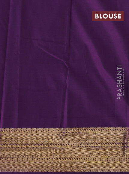 Semi kanchipuram silk saree cs blue and deep violet with zari woven buttas and zari woven korvai border