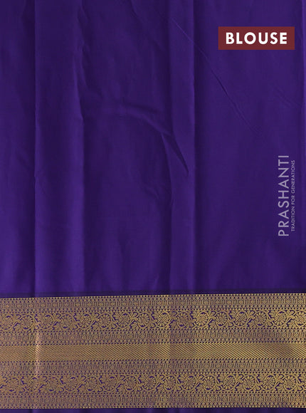 Semi kanchipuram silk saree pista green and blue with allover zari weaves and zari woven korvai border