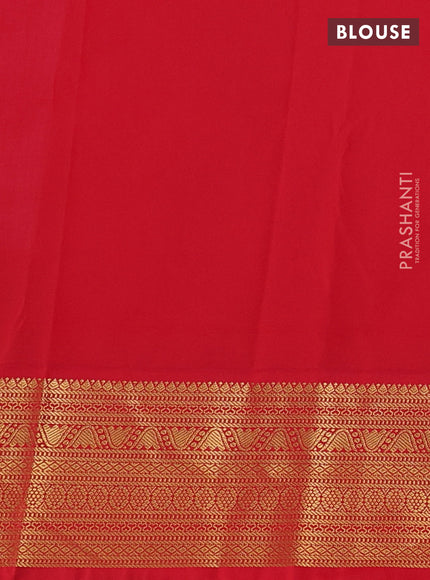 Semi kanchipuram silk saree lavender and red with allover zari weaves and zari woven korvai border