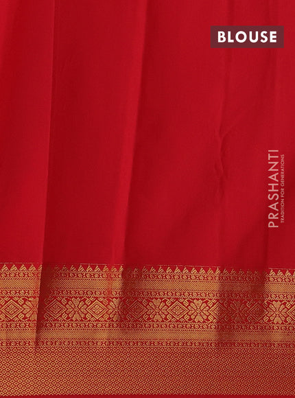 Semi kanchipuram silk saree blue and red with allover zari weaves & buttas and zari woven korvai border