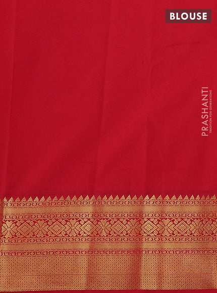 Semi kanchipuram silk saree light blue and red with allover zari weaves & buttas and zari woven border