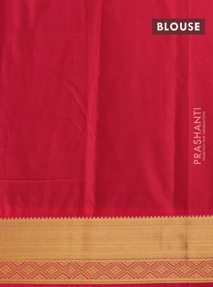 Semi kanchipuram silk saree navy blue and pink with zari woven buttas and zari woven border