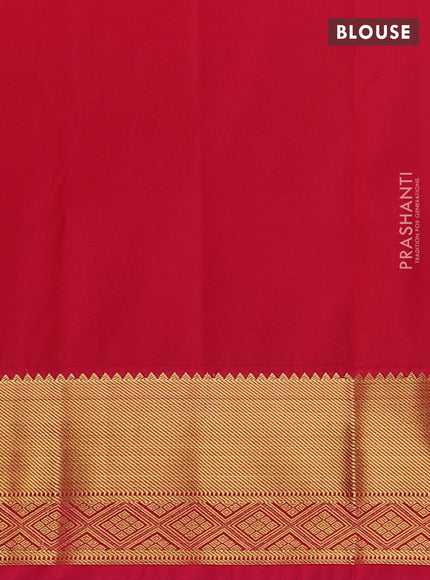 Semi kanchipuram silk saree mango yellow and pink with zari woven buttas and zari woven border