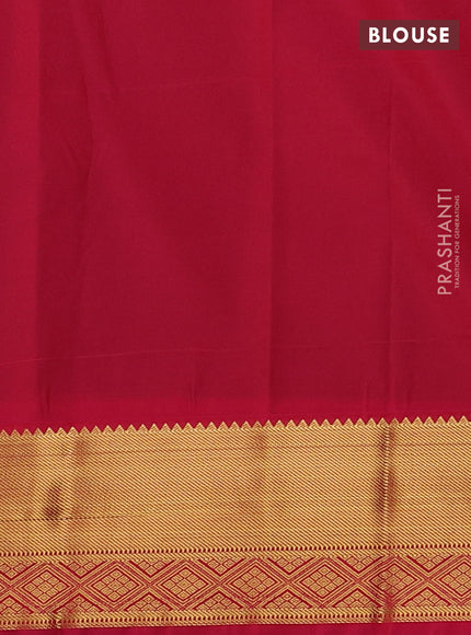 Semi kanchipuram silk saree green and pink with zari woven buttas and zari woven border