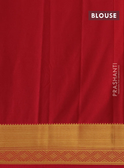 Semi kanchipuram silk saree blue and pink with zari woven buttas and zari woven border