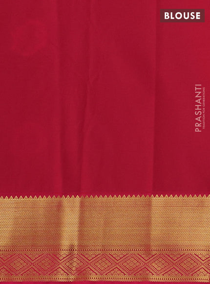 Semi kanchipuram silk saree navy blue and pink with zari woven buttas and zari woven border