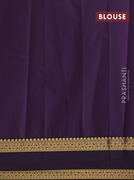 Semi kanchipuram silk saree mild peach and deep jamun with zari woven buttas and rettapet zari woven border