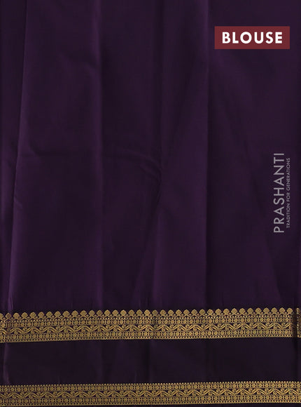 Semi kanchipuram silk saree off white and deep jamun with zari woven buttas and rettapet zari woven border