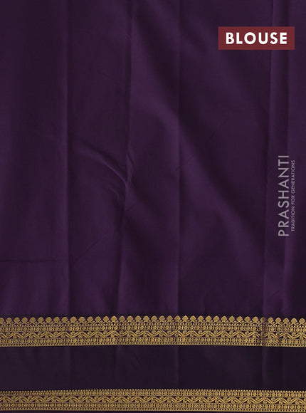 Semi kanchipuram silk saree peach orange and deep jamun with zari woven buttas and rettapet zari woven border