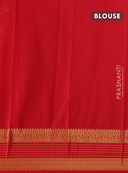 Semi kanchipuram silk saree off white and red with zari woven buttas and zari woven koravi border