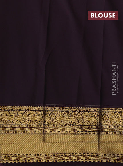 Semi kanchipuram silk saree red and deep wine with zari woven buttas and zari woven koravi border