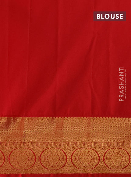 Semi kanchipuram silk saree coffee brown and red with allover zari weaves and zari woven korvai border