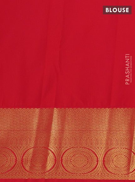 Semi kanchipuram silk saree lavender and red with allover zari weaves and zari woven korvai border