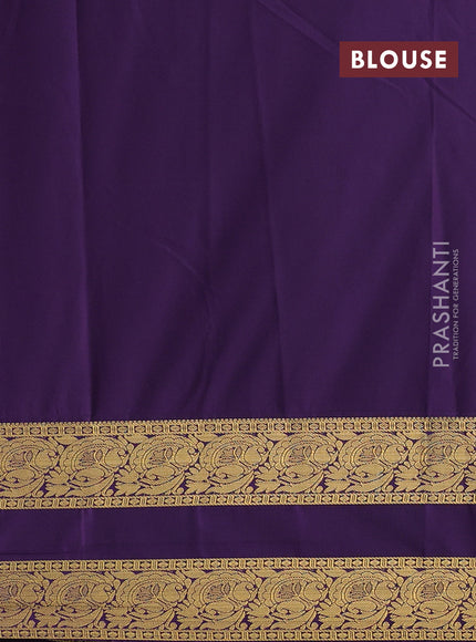 Semi kanchipuram silk saree teal green and deep violet with zari woven buttas and rettapet zari woven border