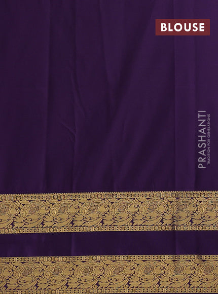 Semi kanchipuram silk saree pink and deep violet with zari woven buttas and rettapet zari woven border