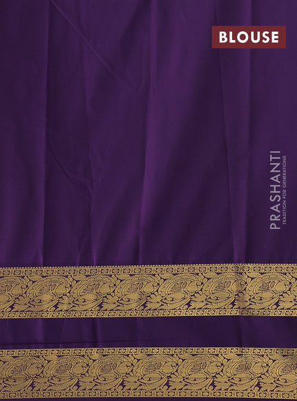 Semi kanchipuram silk saree rustic orange and deep violet with zari woven buttas and rettapet zari woven border