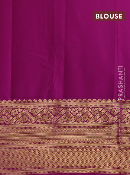 Semi kanchipuram silk saree pista green and purple with allover zari weaves and long zari woven border