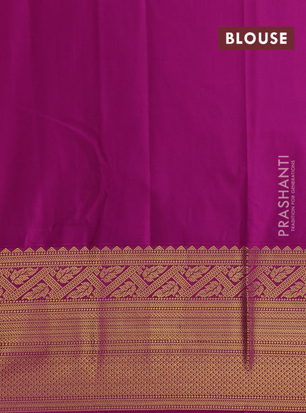 Semi kanchipuram silk saree pastel pink and purple with allover zari weaves and long zari woven border
