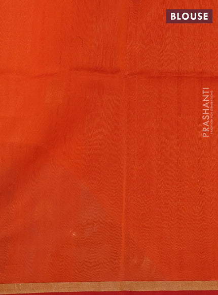 Maheshwari silk cotton saree orange and red with zari woven buttas and small zari woven border