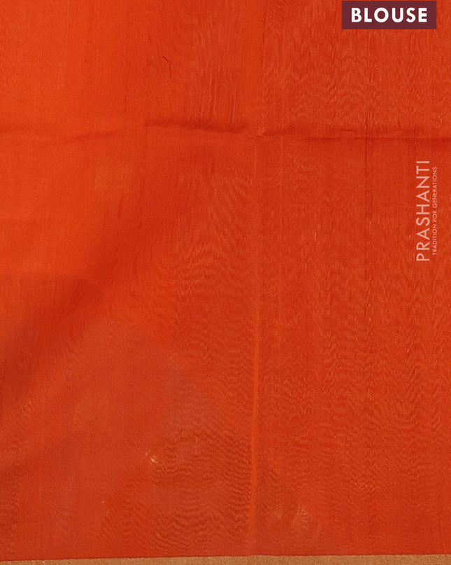 Maheshwari silk cotton saree orange and red with zari woven buttas and small zari woven border