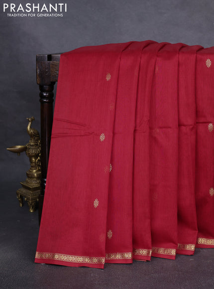 Maheshwari silk cotton saree red with zari woven buttas and small zari woven border