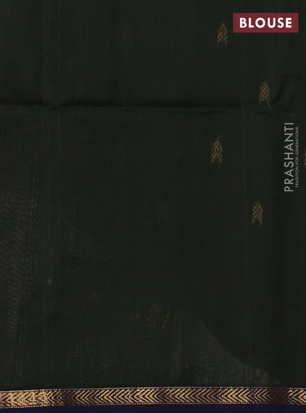 Maheshwari silk cotton saree sap green and navy blue with zari woven buttas and zari woven border