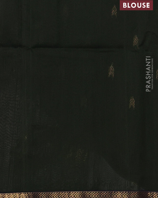 Maheshwari silk cotton saree sap green and navy blue with zari woven buttas and zari woven border