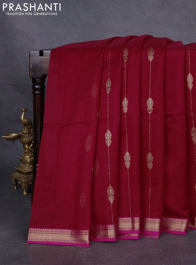 Maheshwari silk cotton saree red and pink with allover zari weaves & buttas and zari woven border
