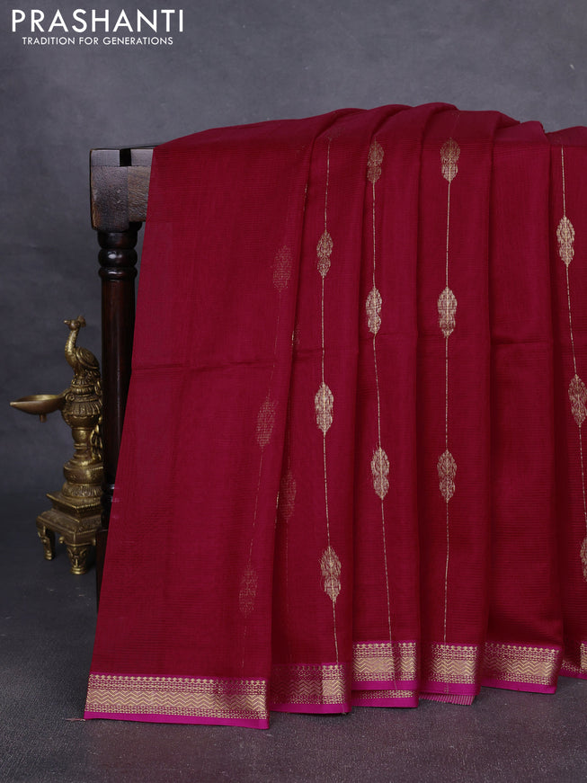 Maheshwari silk cotton saree red and pink with allover zari weaves & buttas and zari woven border