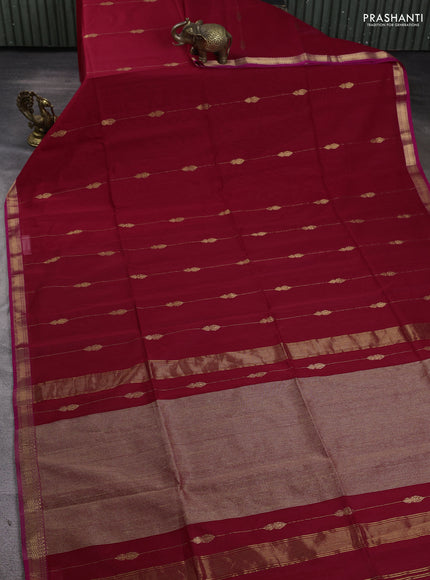Maheshwari silk cotton saree red and pink with allover zari weaves & buttas and zari woven border