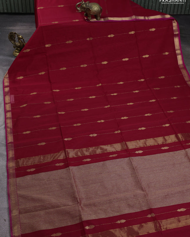 Maheshwari silk cotton saree red and pink with allover zari weaves & buttas and zari woven border