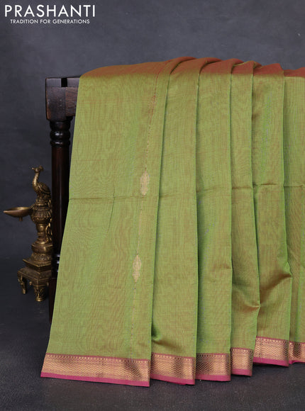Maheshwari silk cotton saree light green and pink with allover zari weaves & buttas and zari woven border